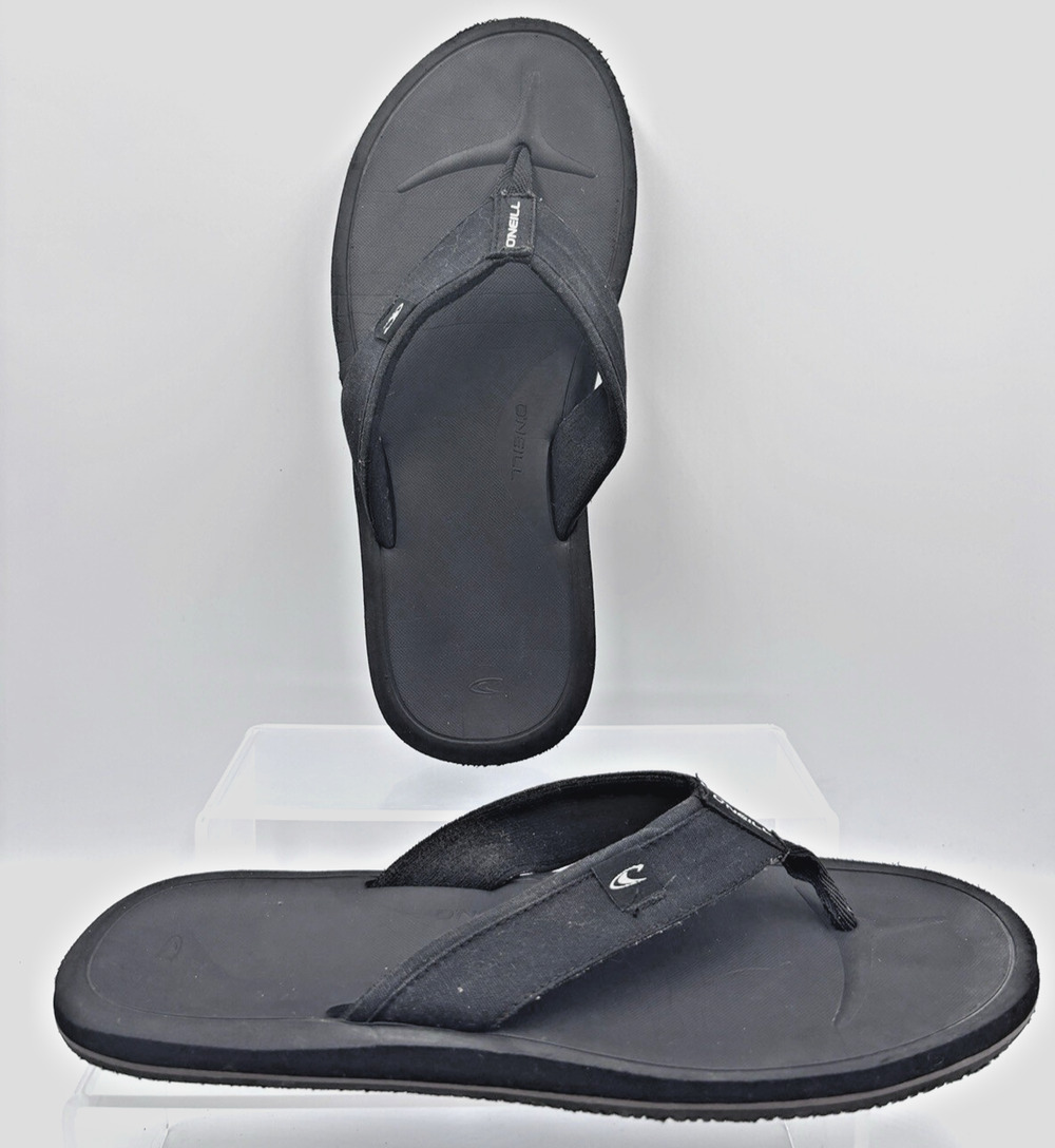 O'Neill Surf Co. Black Sandals Flip Flops Thong Mens Size 13 Preowned and Nice